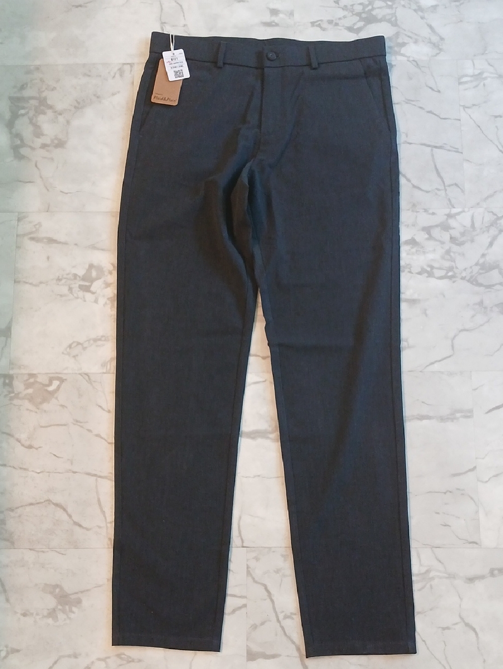Plaid&Plain Men’s Slim Fit Dress Pants Stretch Dress Pants 33/34